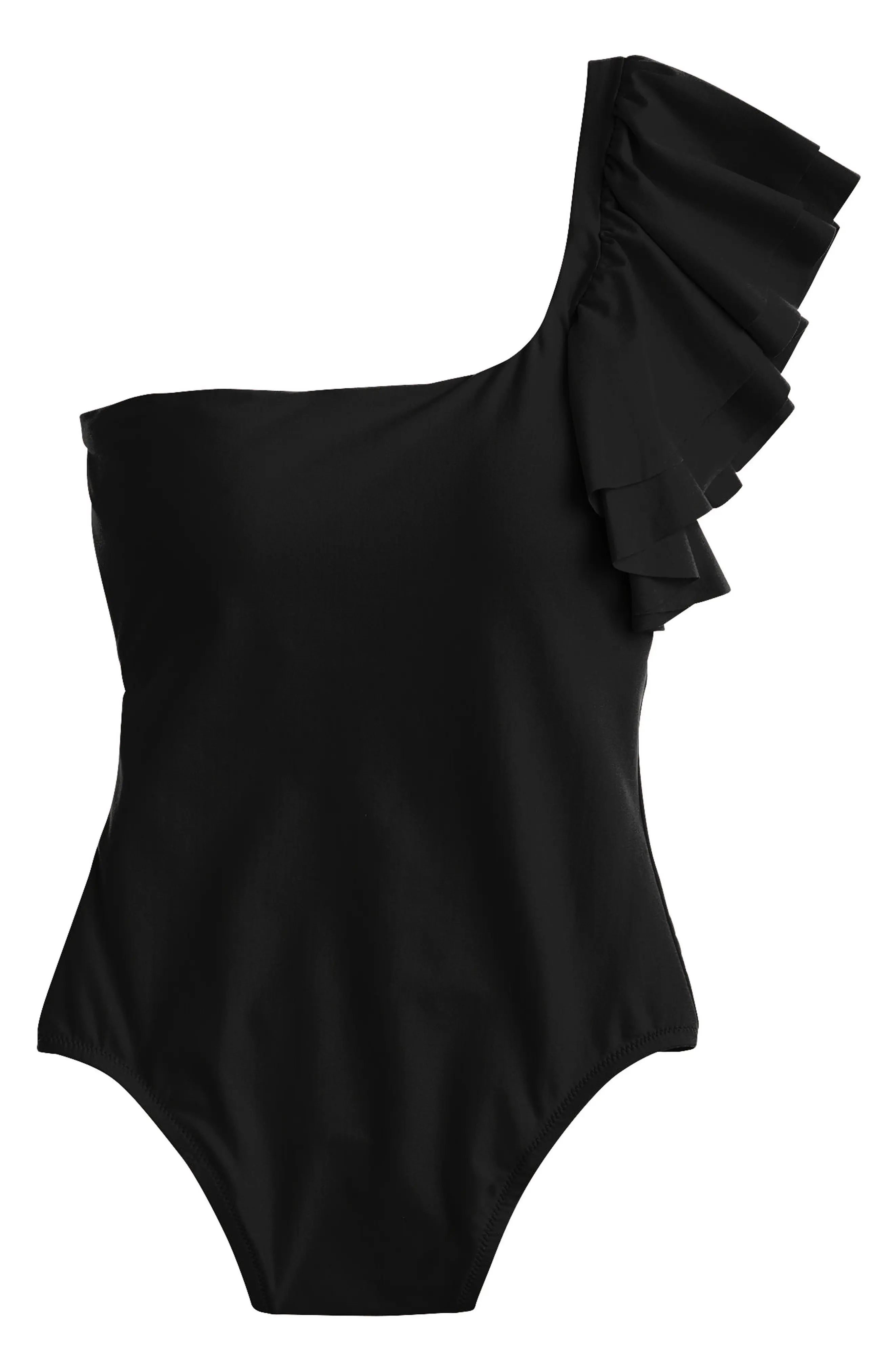 J.Crew Ruffle One-Shoulder One-Piece Swimsuit | Nordstrom