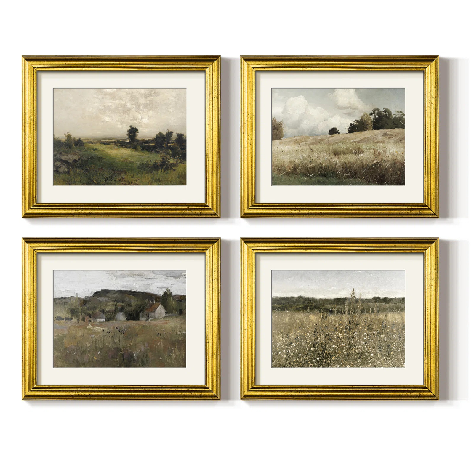 Vintage Landscape LXXI  -4 Piece Set of Framed Prints | Wayfair North America