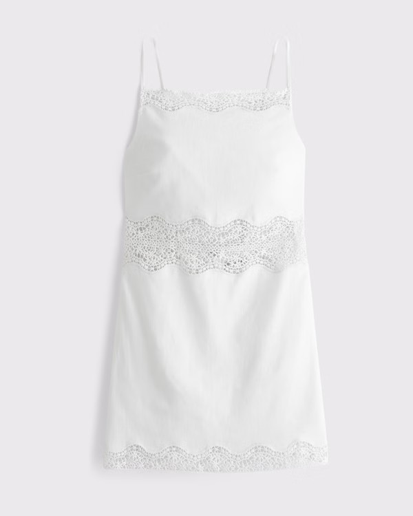 Women's Apron Lace-Trim Mini Dress | Women's Clearance | Abercrombie.com | Abercrombie & Fitch (US)