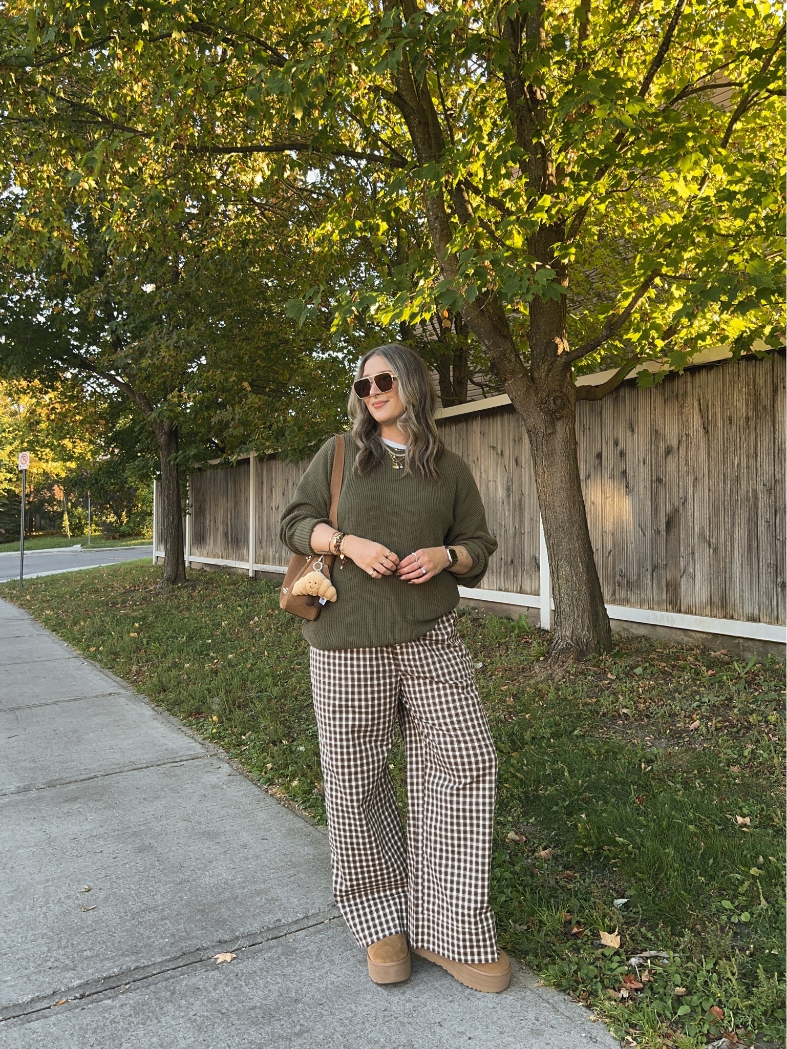 Comfy fall outfit! Wearing L in the sweater, Canadian link under similar products. Wearing M in the plaid pants. I’m a 9.5-10 shoe and wear a 10 in Uggs

#LTKfall #LTKstyletip