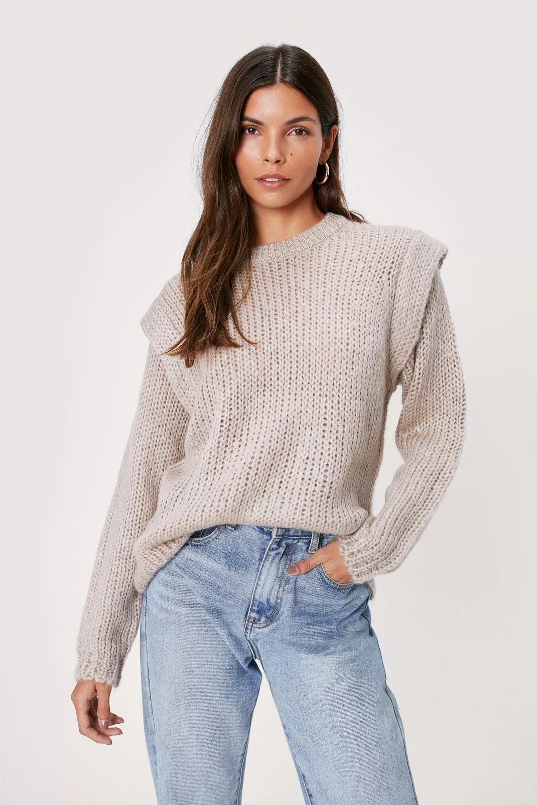 Shoulder Sleeve Tuck Soft Knit Sweater | Nasty Gal (US)
