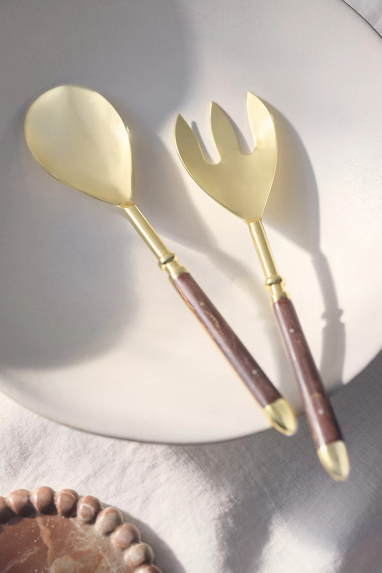 Woodland Metal Two-Piece Salad Serve Set | Anthropologie (US)