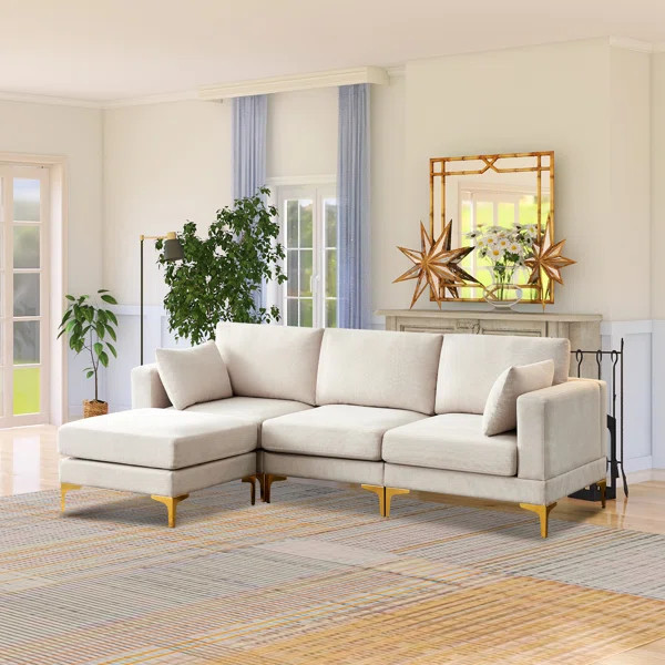 Rhylin 4 - Piece Upholstered Modular Sectional, RAF, LAF, Sofa Set, Ottoman | Wayfair North America