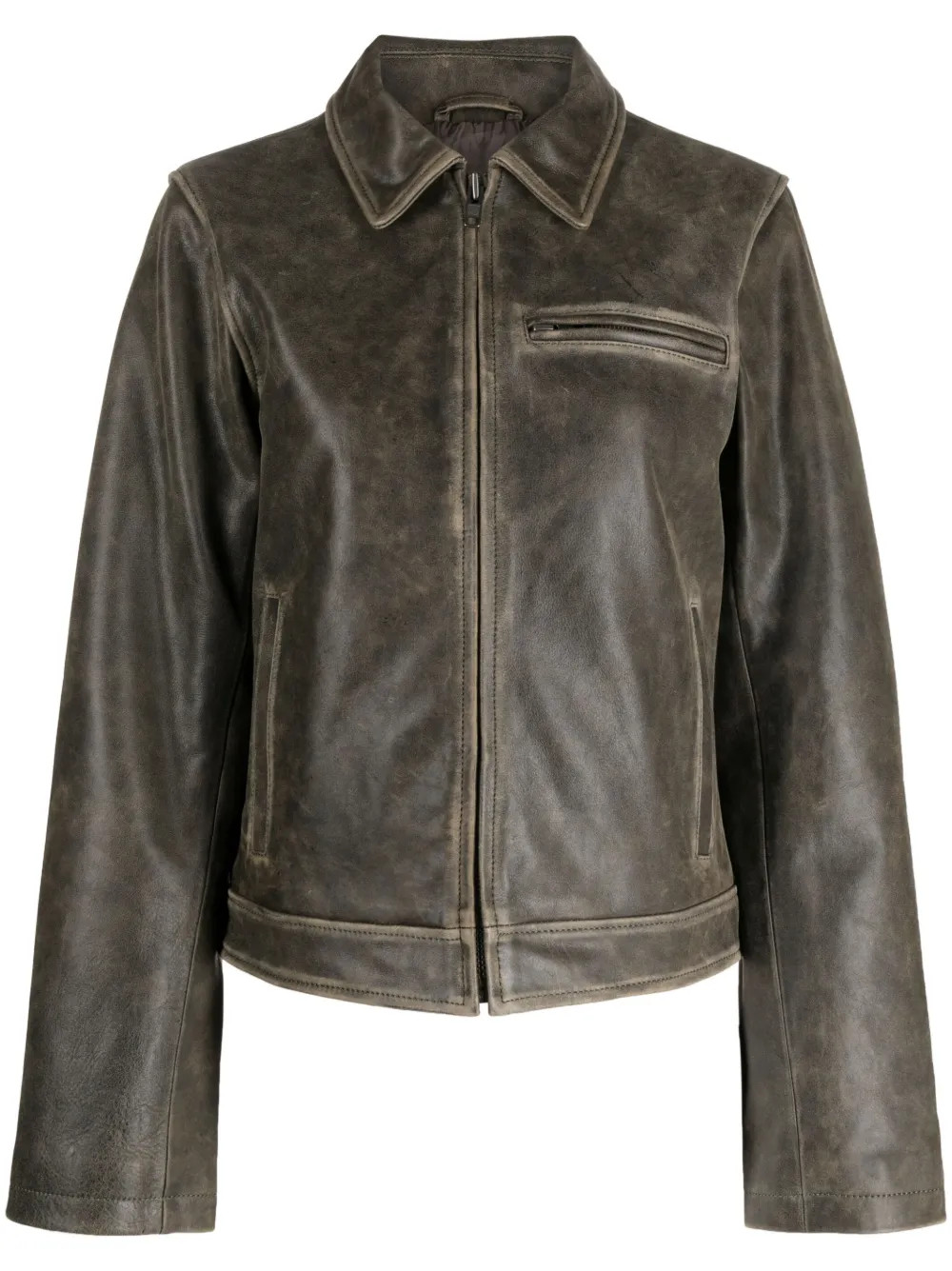 Musier Front zip-fastening Leather Jacket - Farfetch | Farfetch Global