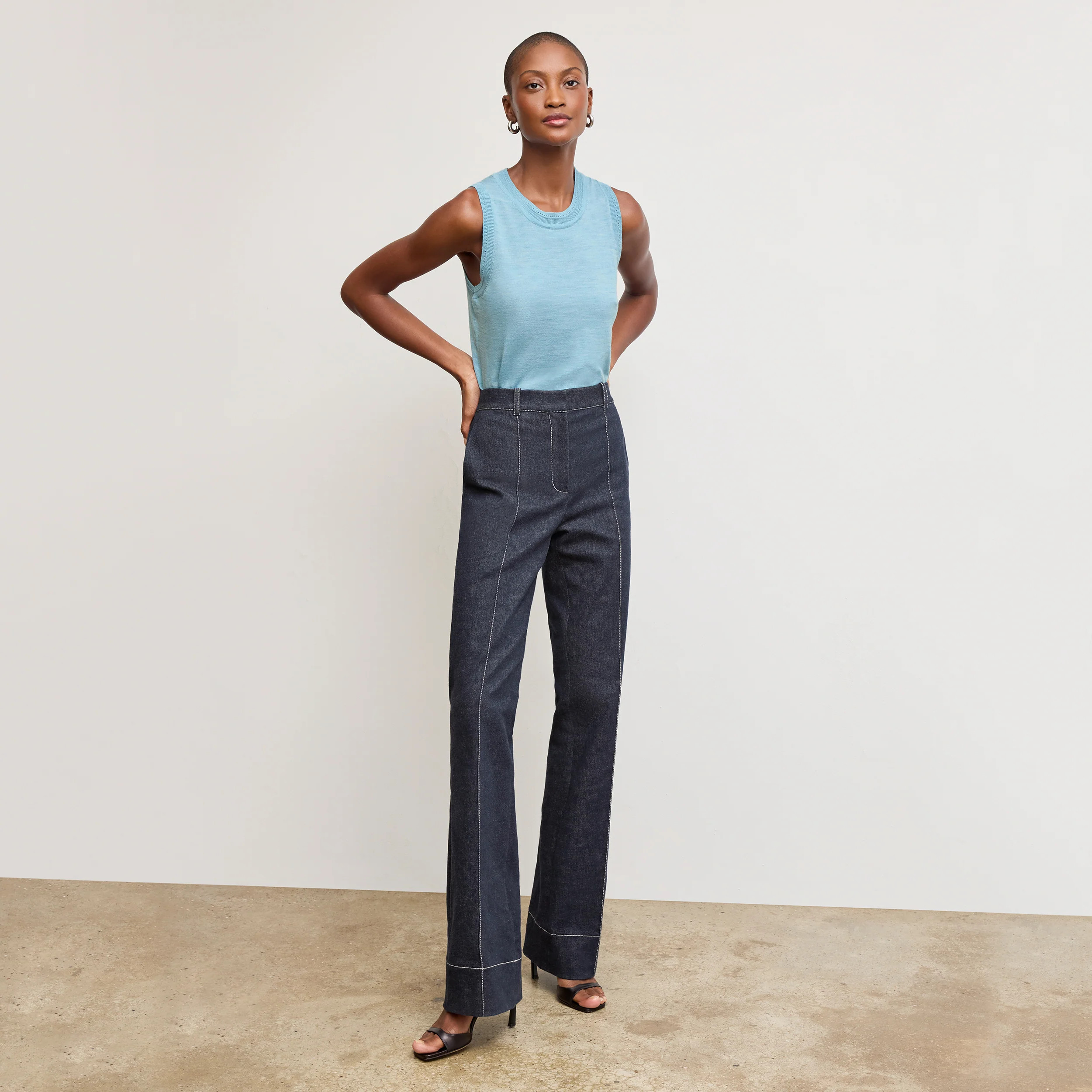 Jamie Pointelle Tank - Light Merino :: Morning Sky | MM LaFleur