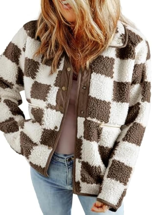 SHEWIN Jackets Sherpa Plaid Winter Coats | Amazon (US)