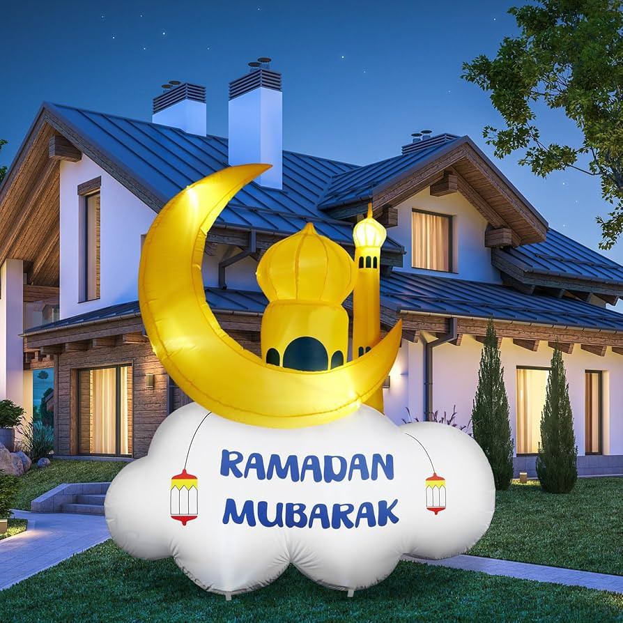 Gemscream 5.9ft Muslim Holidays Inflatables Outdoor Yard Decorations LED Islamic Moon Wishing Kar... | Amazon (US)