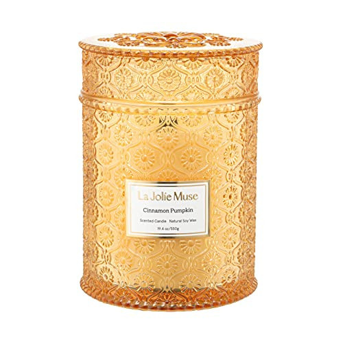 LA JOLIE MUSE Pumpkin Candle, Fall Candles for Home Scented, 19 oz Large Wood Wicked Candles, Natural Soy Candle Gifts for Men&Women, 90 Hours Long Burning, Pumpkin Chai | Amazon (US)