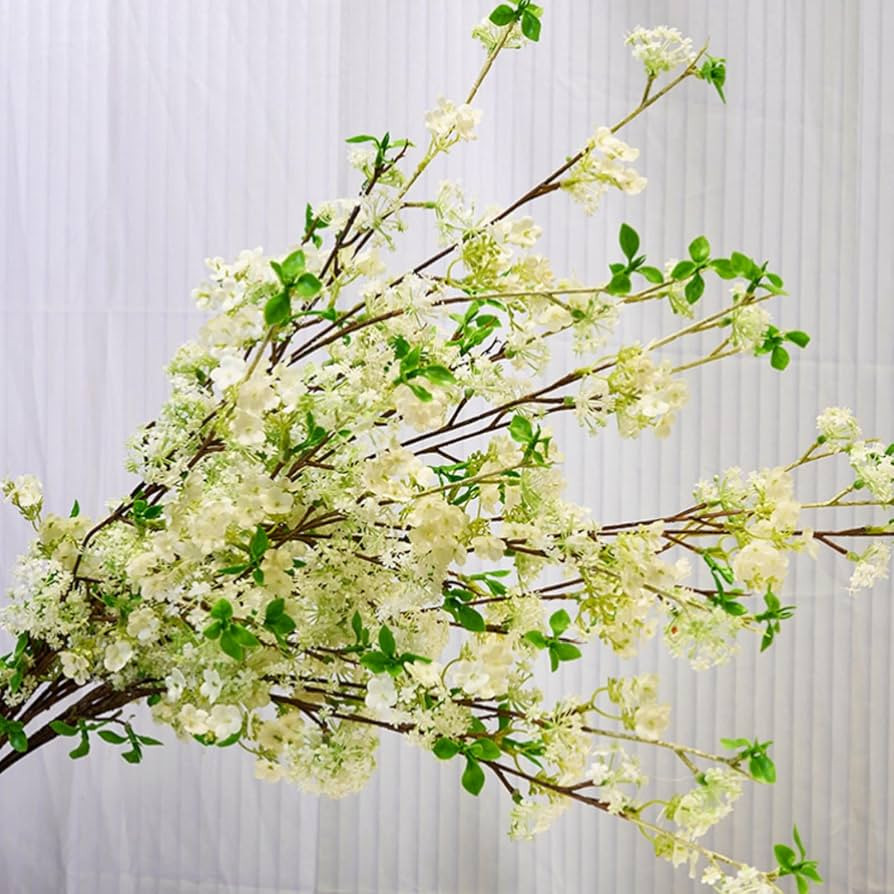 39.5'' Long Artificial Forsythia Flower Branches,White 4 Pcs of Simulated Snow Willow, Spring Jas... | Amazon (US)