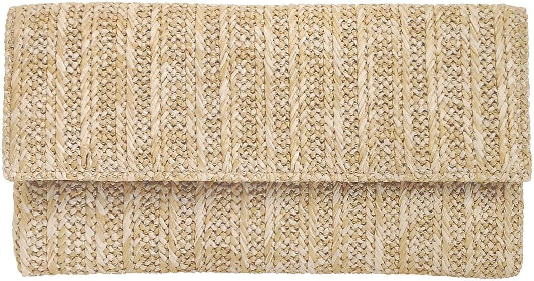 JNB Natural Straw Flat Clutch, Natural Medium | Amazon (US)
