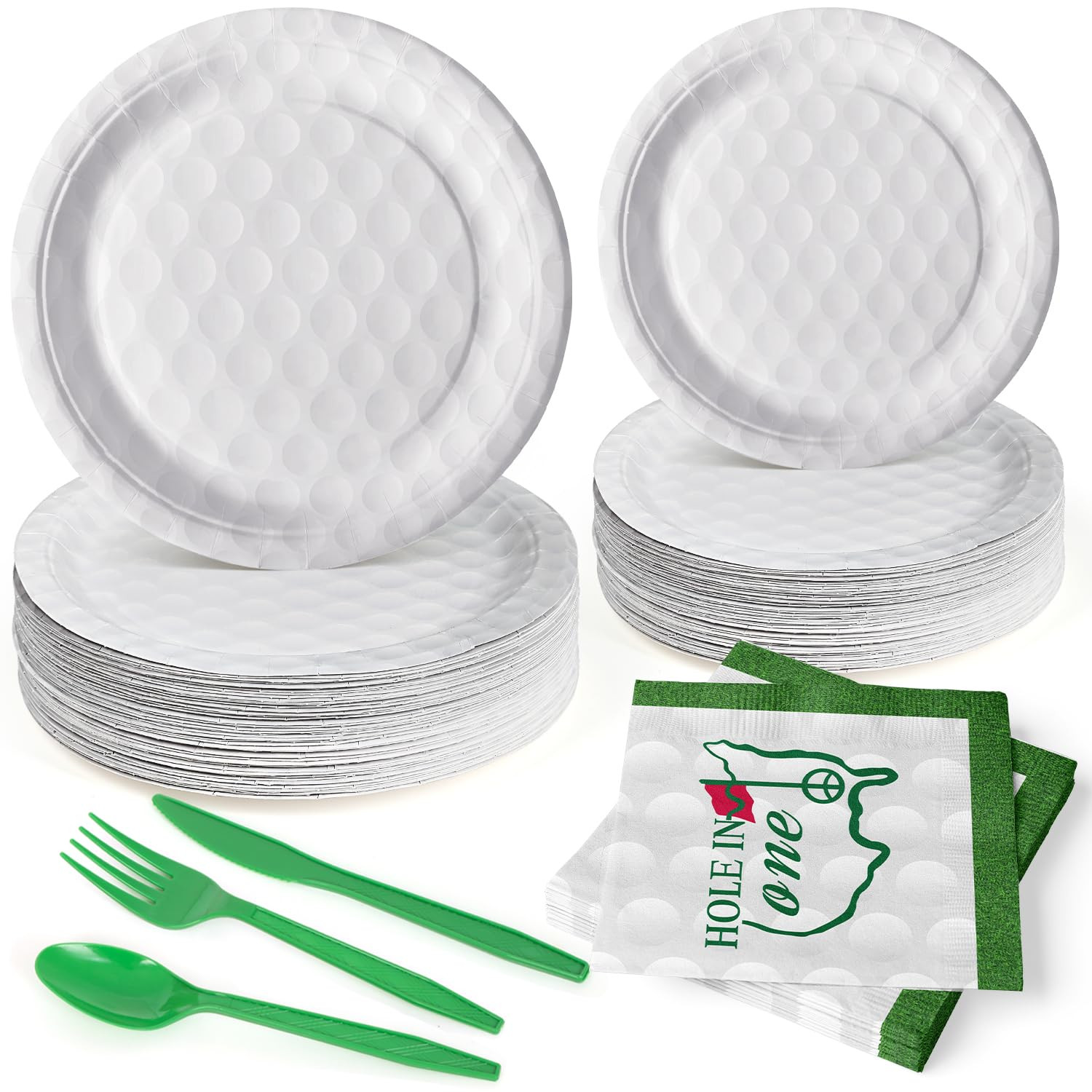 144 Pcs 3D Golf Ball Party Supplies Paper Ball Plates and Napkins Dinnerware Set Tableware Suppli... | Amazon (US)