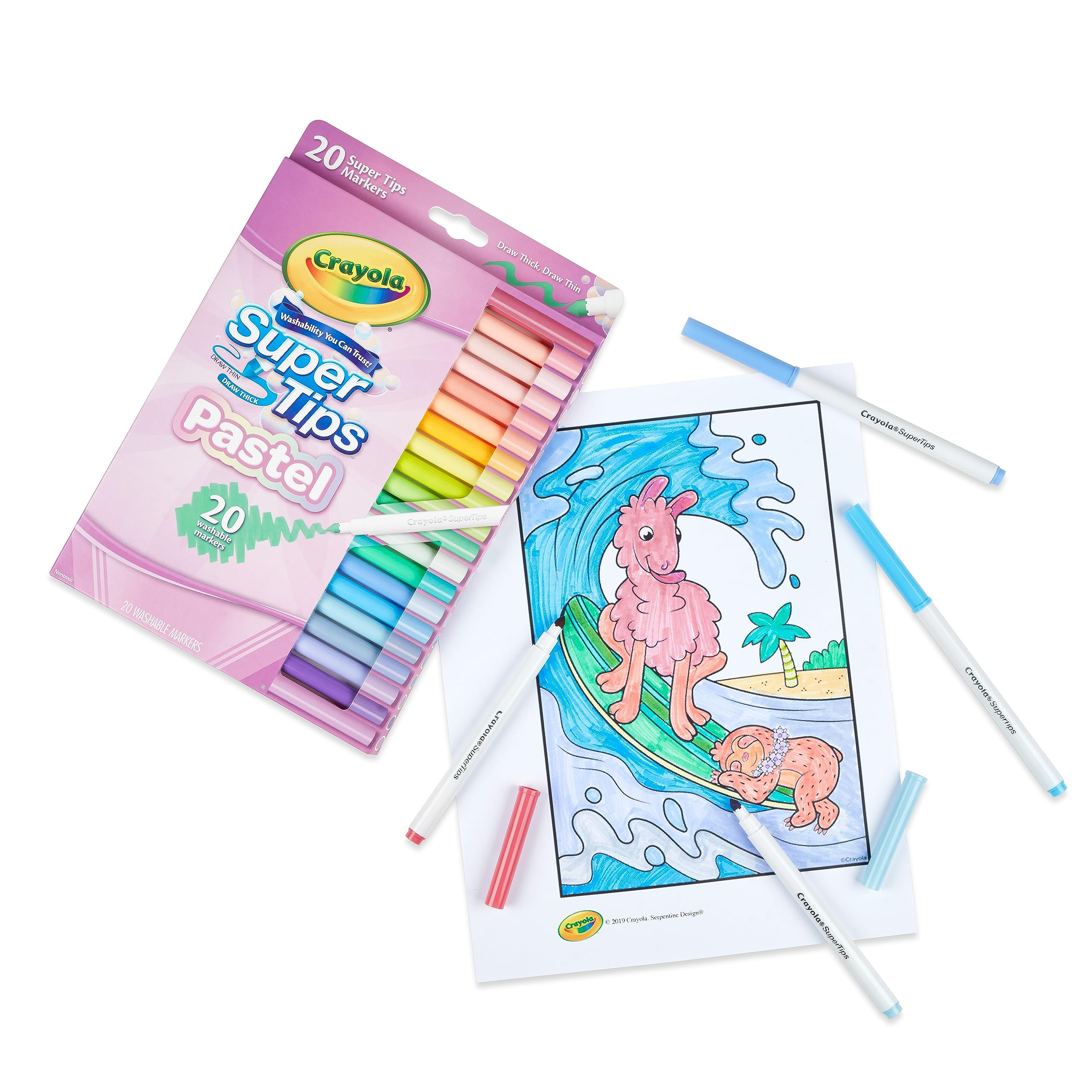 CRAYOLA Pastel- Super Tips Washable Medium Tip Markers - Pack of 20, for School and Leisure, Asso... | Amazon (US)