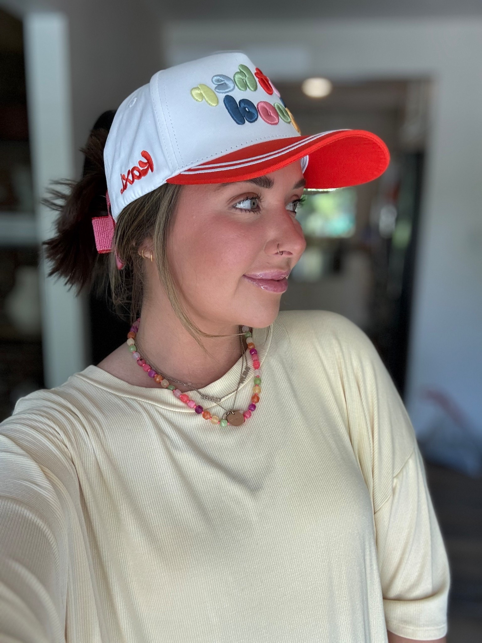 Summer hat — says “motherhood” in cutest colors!! Obsessed with all of their hats!! Been living in them thanks to the heat and greasy hair 😝

Also linking to the makeup I shared the other day - have been LOVING this skin tint! It’s amazing! 

#LTKBeauty #LTKFindsUnder50 #LTKSeasonal