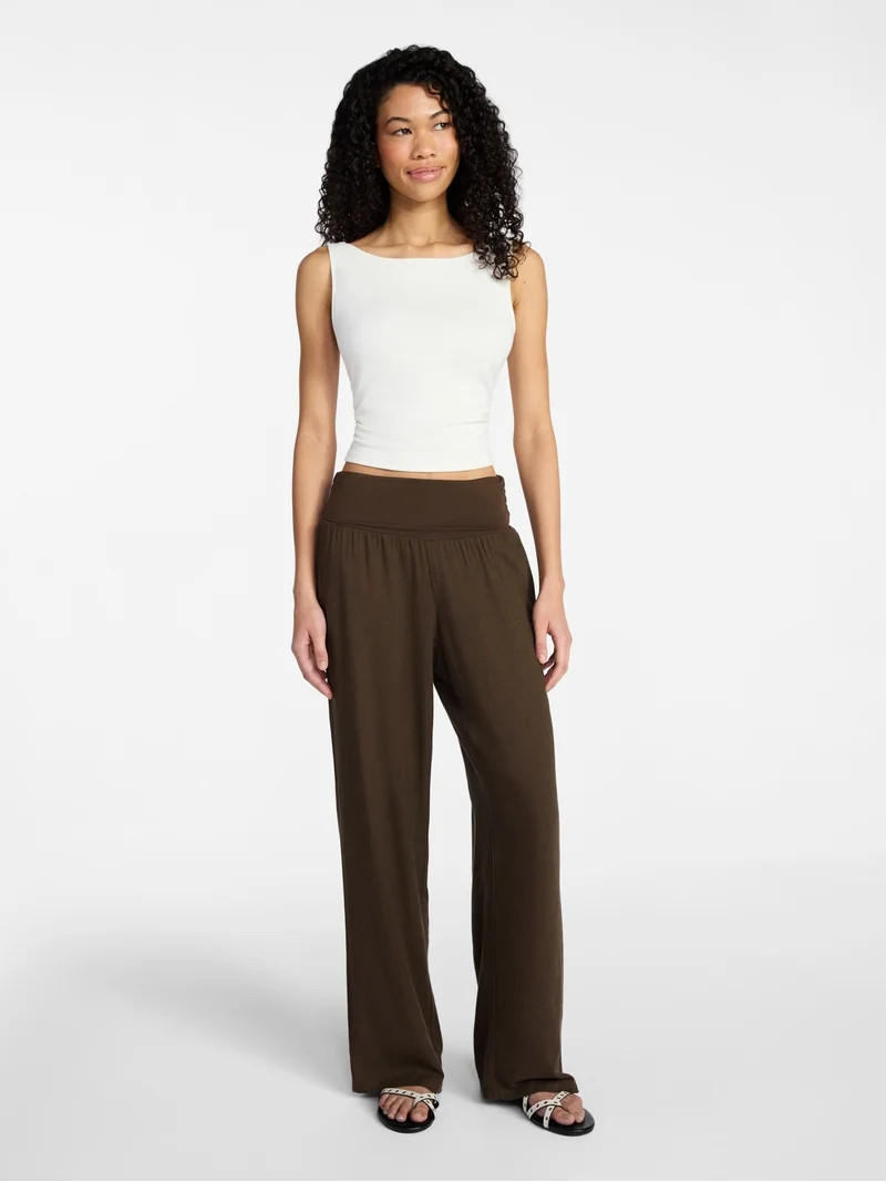 No Boundaries Foldover Beach Pants, 29.5'' inseam, Women's XXS-XXL | Walmart (US)
