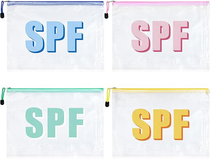 SOIDRAM 4PCS SPF Makeup Bag Clear Zippered SPF Bag Cosmetic Pouch Waterproof Travel Toiletry Orga... | Amazon (US)