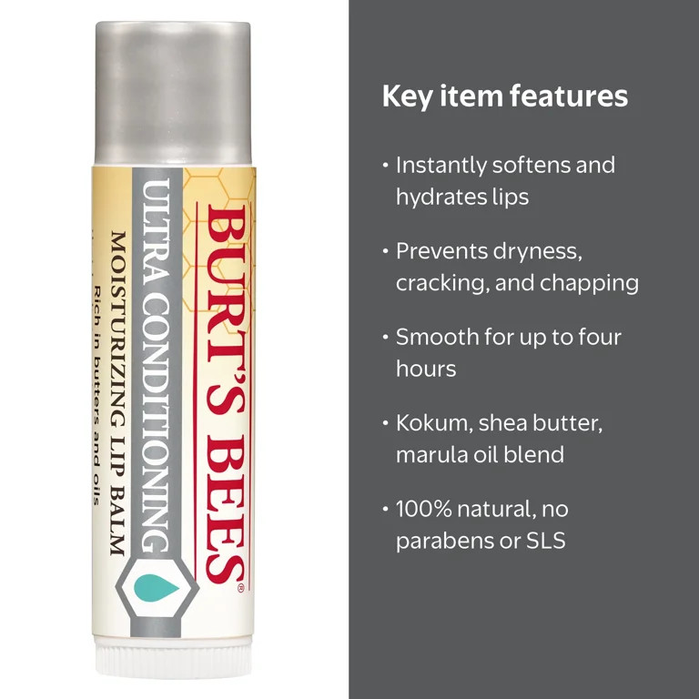 Burt's Bees Ultra Conditioning Moisturizing Lip Balm with Shea and Cocoa Butter, 0.15 oz. | Walmart (US)