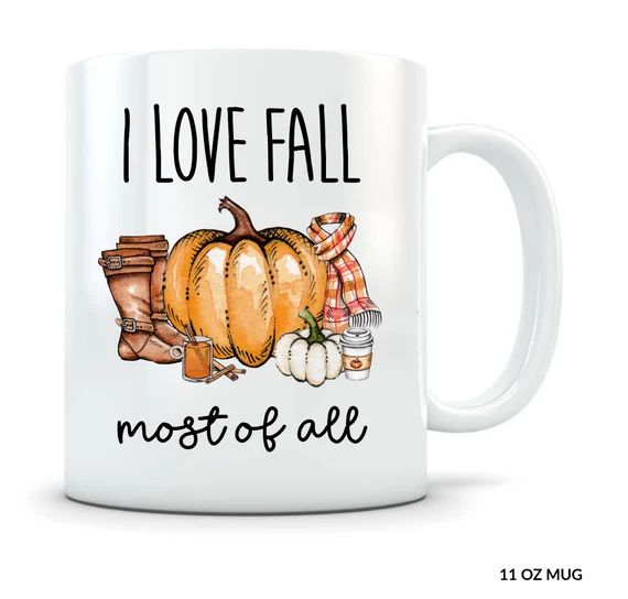 Fall Pumpkin Mug, Pumpkin Autumn Decor, Fall Coffee Cup, I Love Fall Most of All Thanksgiving Hos... | Etsy (US)