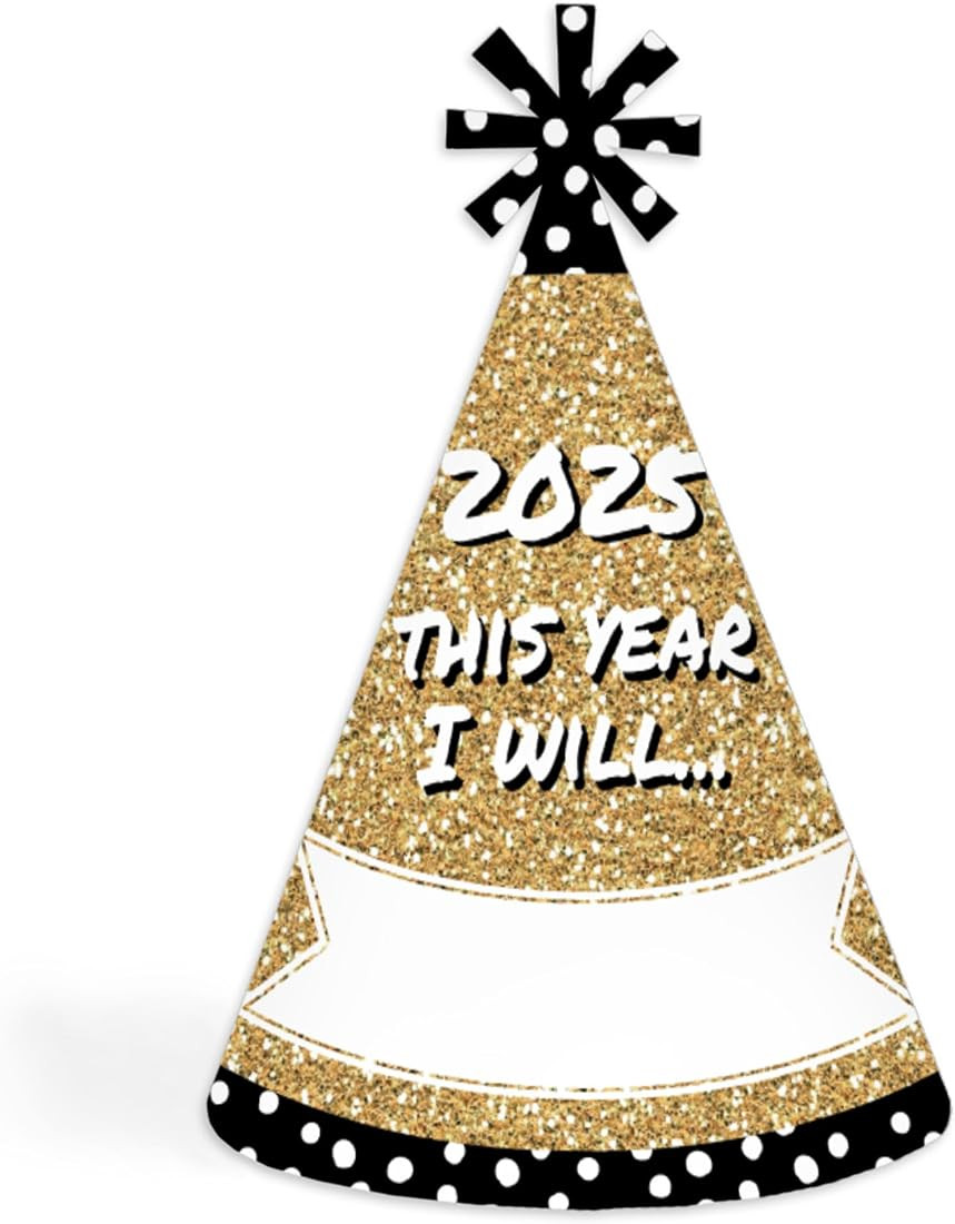 Big Dot of Happiness Pop, Fizz, Clink! - Cone Party Hats - 2025 New Year's Eve Resolution Cone Pa... | Amazon (US)