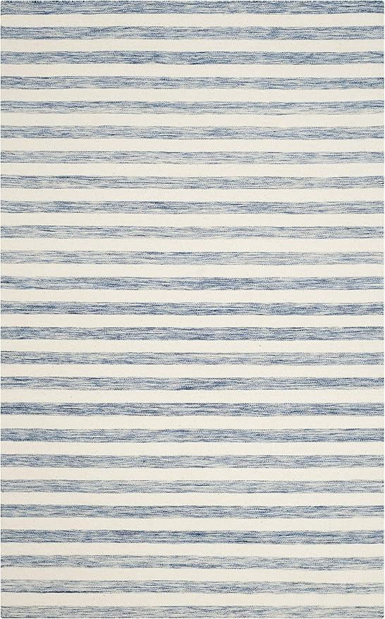 SAFAVIEH Dhurries Collection 6' x 9' Blue/Ivory DHU575B Handmade Flatweave Premium Wool Area Rug | Amazon (US)