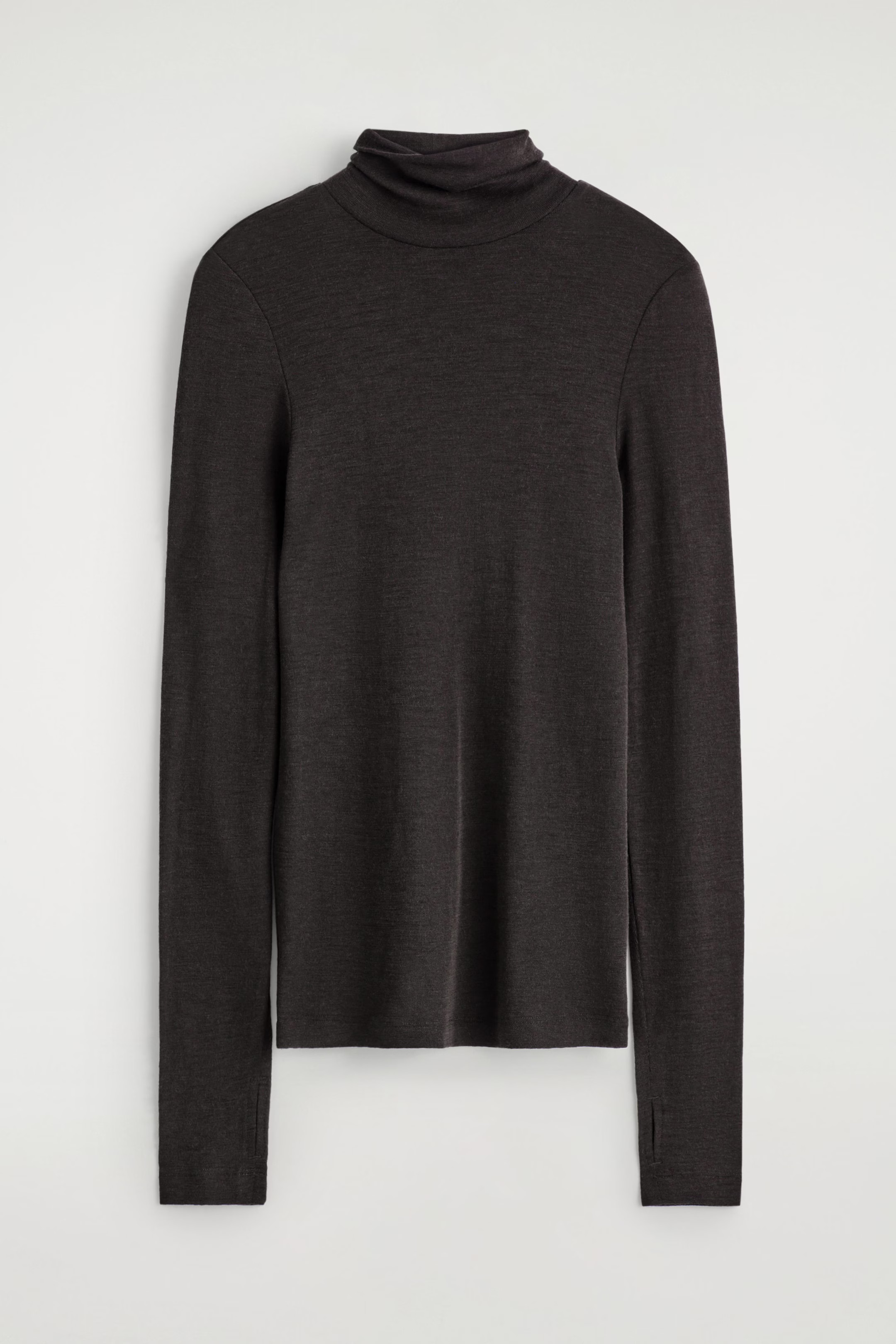 MERINO WOOL HIGH-NECK TOP - DARK BROWN | COS GB | COS UK