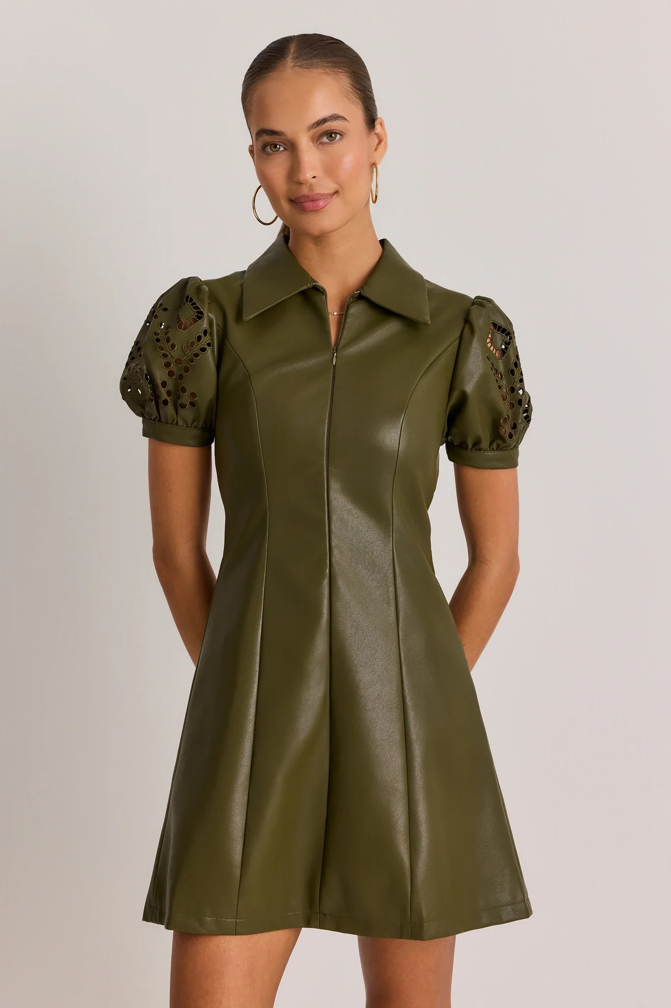 Anna Green Faux Leather Short Dress | Avara