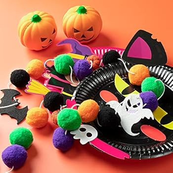 WATINC 3pcs Halloween Felt Ball Pom Pom Garlands Pumpkin Bat Ghost Garlands Wool Felt Ball Decora... | Amazon (US)