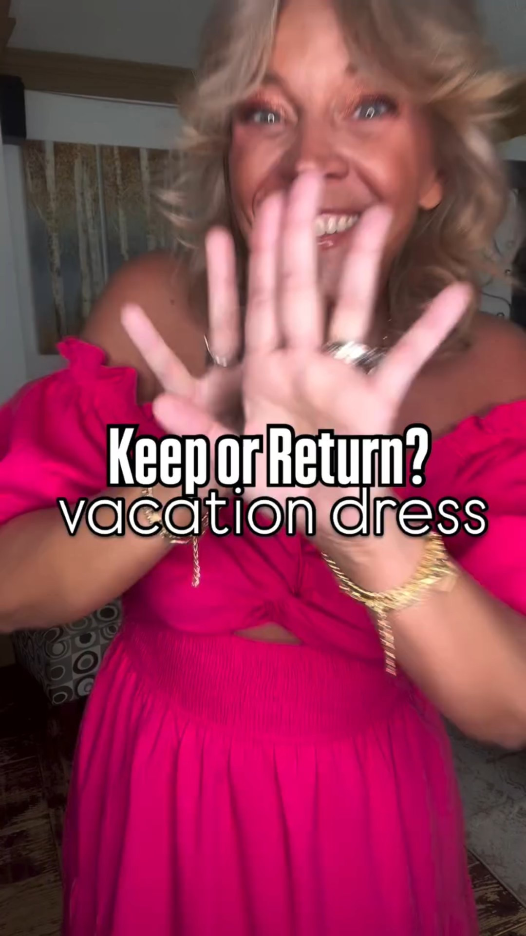 Vote 🗳️ below ⬇️ keep or return??? I’m leaving on Friday for vacation …. Should this come with me? I’m wearing the size large but would prefer the medium fyi (the bust was a tad large on me). It’s a great Amazon find.

#LTKOver40 #LTKMidsize #LTKSeasonal