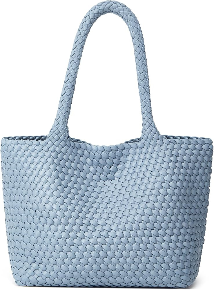 Woven Tote Bag Womens Purse: Vegan Leather Shoulder Handbags - Fashion Summer Beach Tote Bags - L... | Amazon (US)