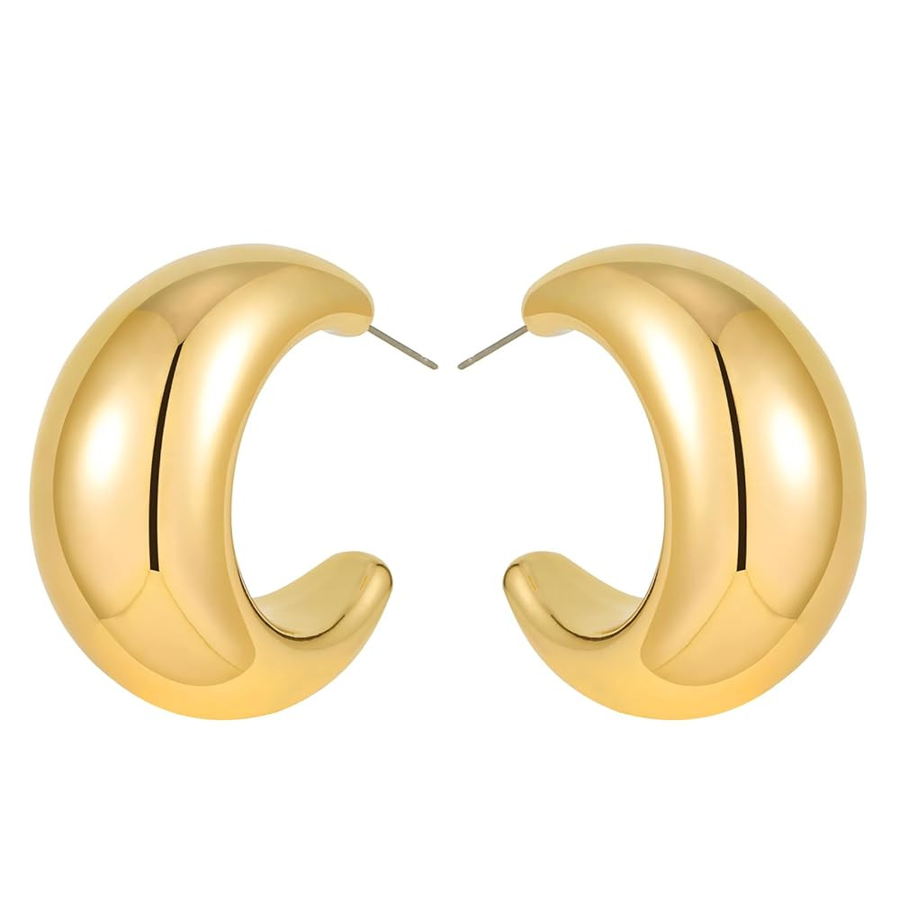 Ascona Drop Earring Extra Large Big Chunky Hoop Earrings for Women, Lightweight Hypoallergenic Go... | Amazon (US)