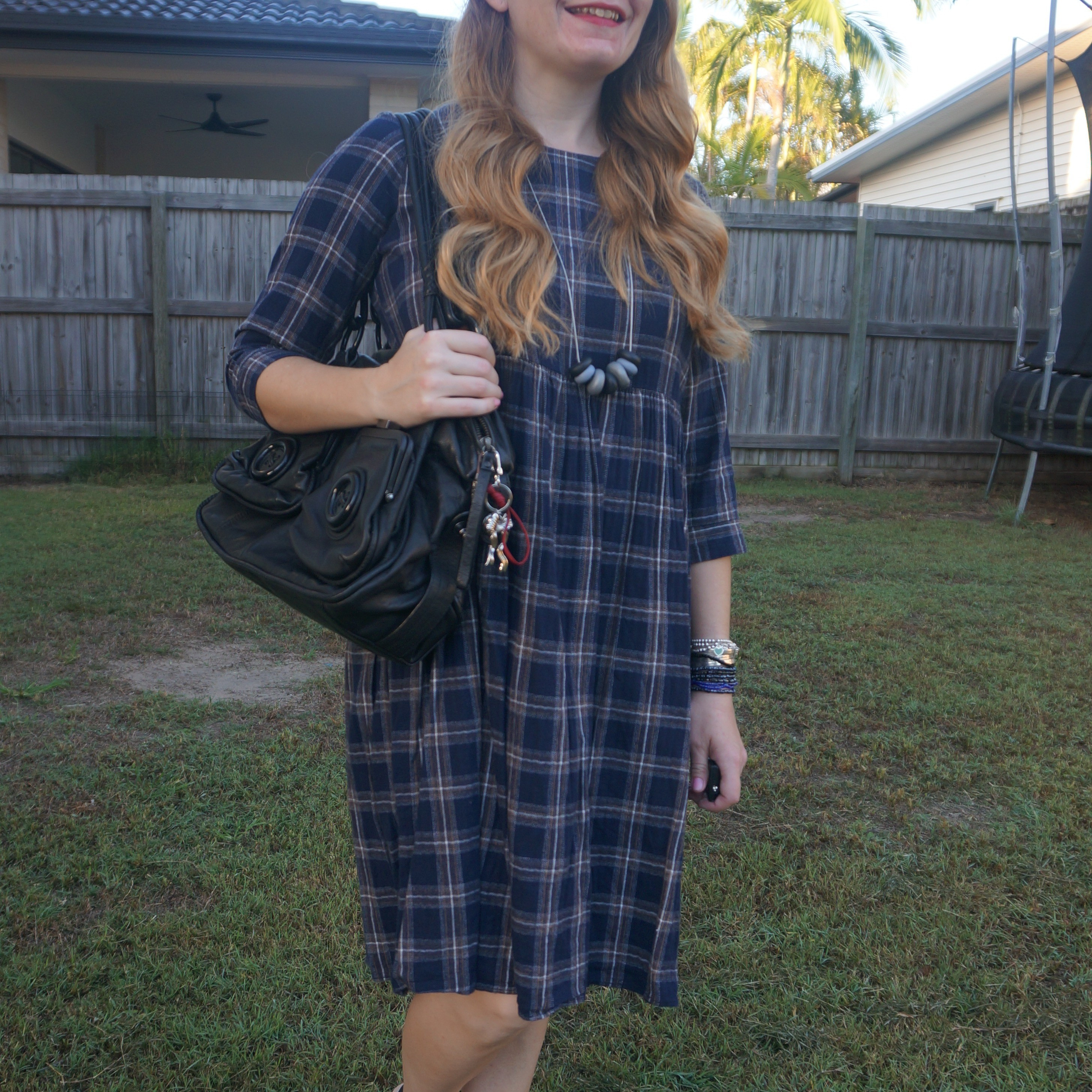 Thrifted tartan smock dress and vintage Mimco black button bag 🖤

#LTKaustralia #LTKautumn #LTKbag