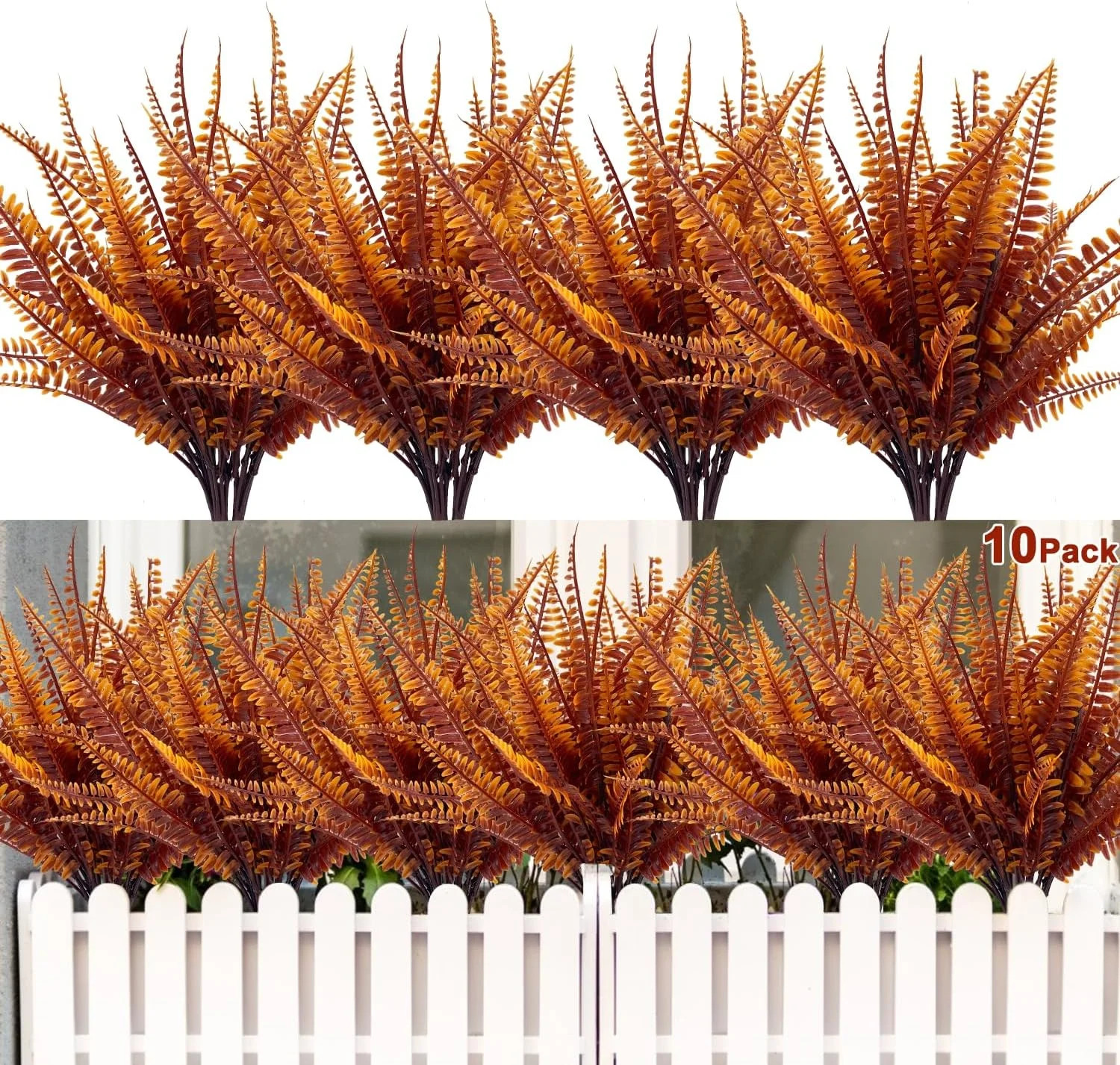 10PCS Artificial Fall Flowers Outdoor UV Resistant Plants Fall Decor, 10 Branches Faux Plastic Gr... | Walmart (US)