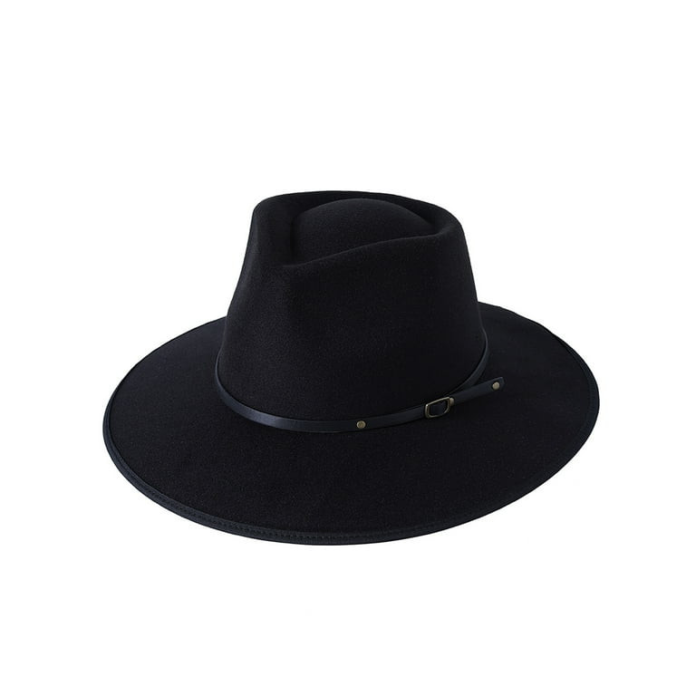 LSFYSZD Women Fashion Hat Retro Felt Panama Hat with Belt Buckle Boho Wool Wide Brim Fedora Hat f... | Walmart (US)