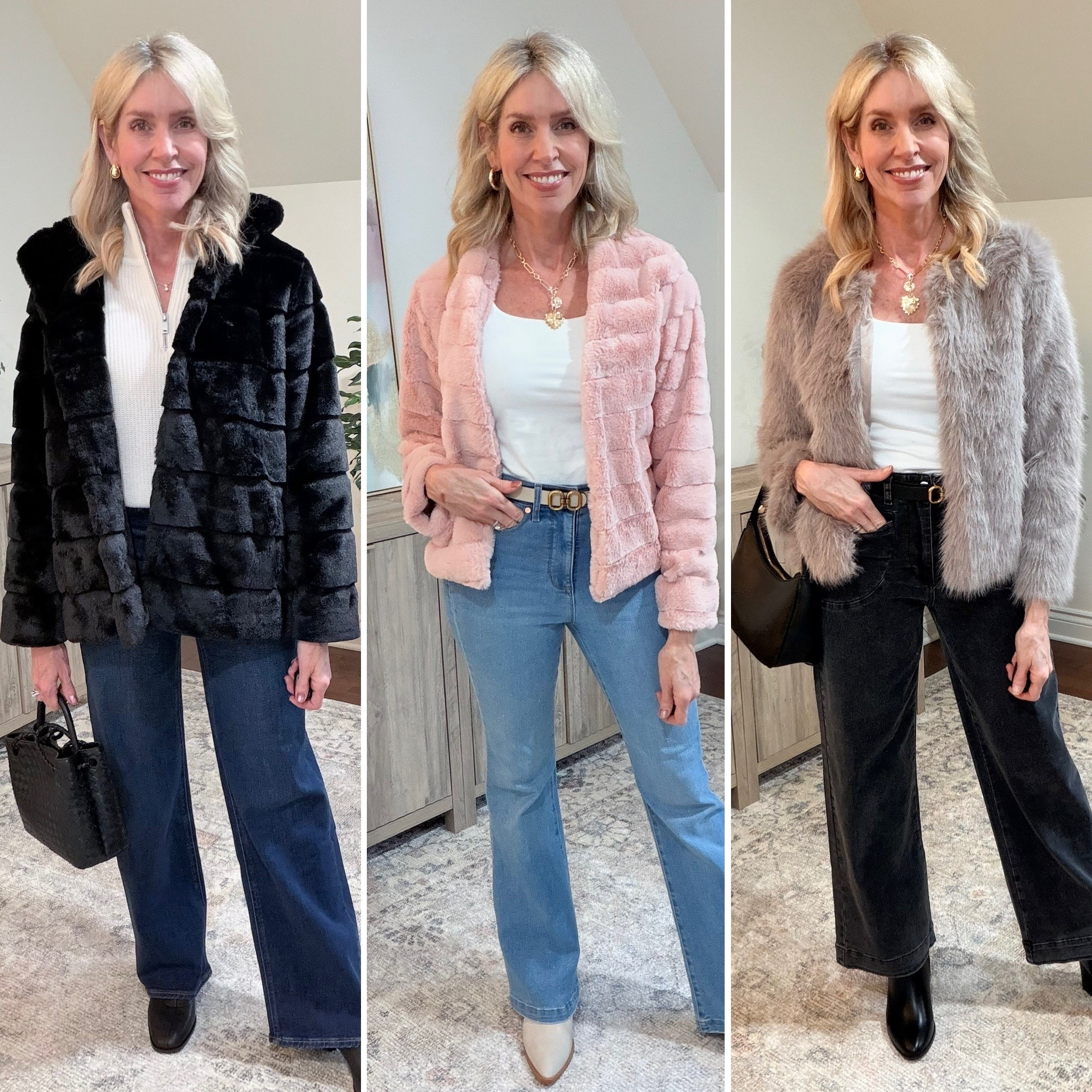 ✨I'm always a fan of faux fur! Here are 3 that I own, love ❤️ and am not concerned about being "too much!"

Fit for all three is true to size and they come in multiple colors. 

#LTKootd #LTKgrwm #LTKOver40