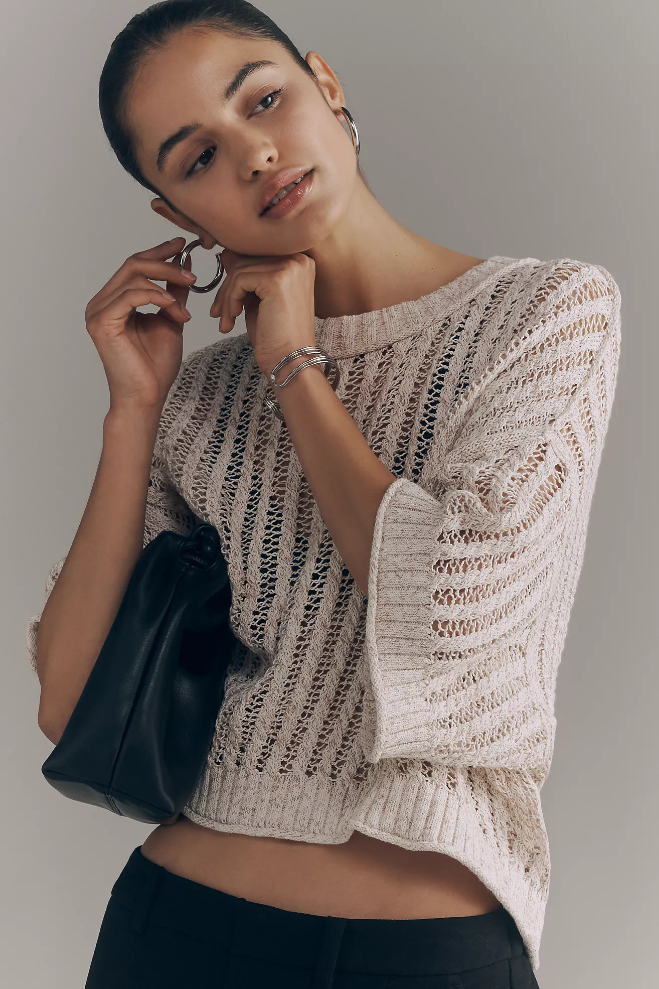 Goldie Corded Mesh Crew-Neck Sweater | Anthropologie (US)