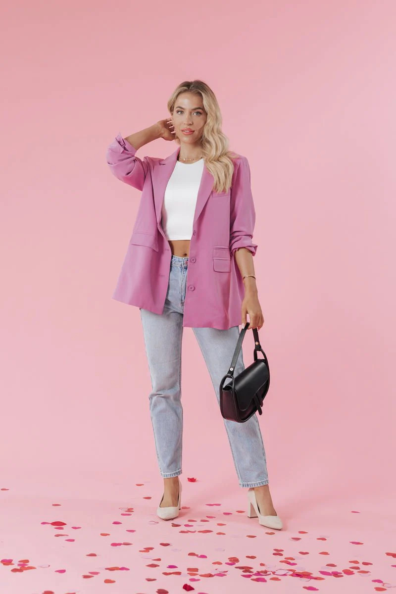 Flirtatious Pink Oversized Blazer | Magnolia Boutique