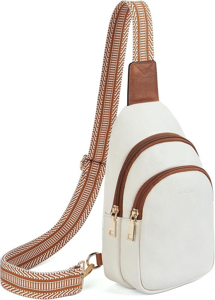 Telena Small Sling Bag for Women Leather Crossbody Fanny Packs Chest Bag for Women | Amazon (US)