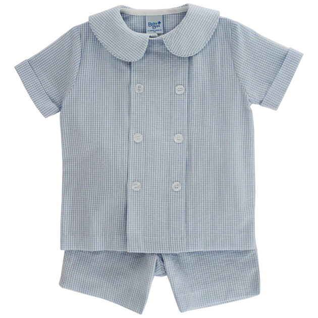 Blue Check Seersucker - Dressy Short Set | The Bailey Boys, inc