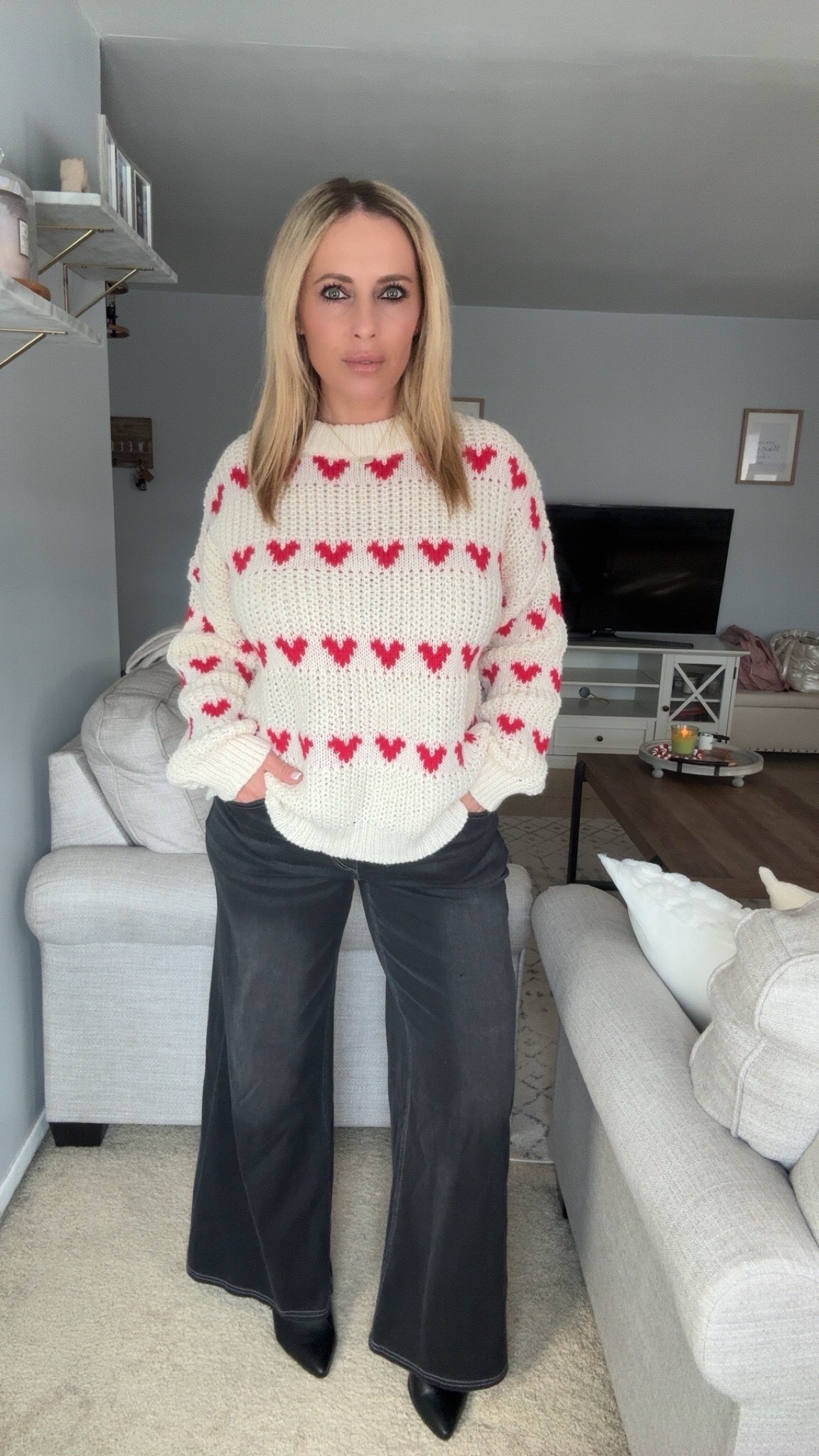 Valentine’s Day. Wearing L in shein hearts sweater. Save on your order with code 25SVDashley1 



#LTKSaleAlert #LTKMidsize #LTKFindsUnder50