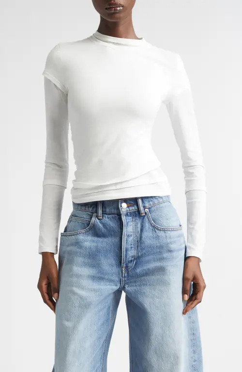 Alexander Wang Long Sleeve Layered T-Shirt in White at Nordstrom, Size Small | Nordstrom