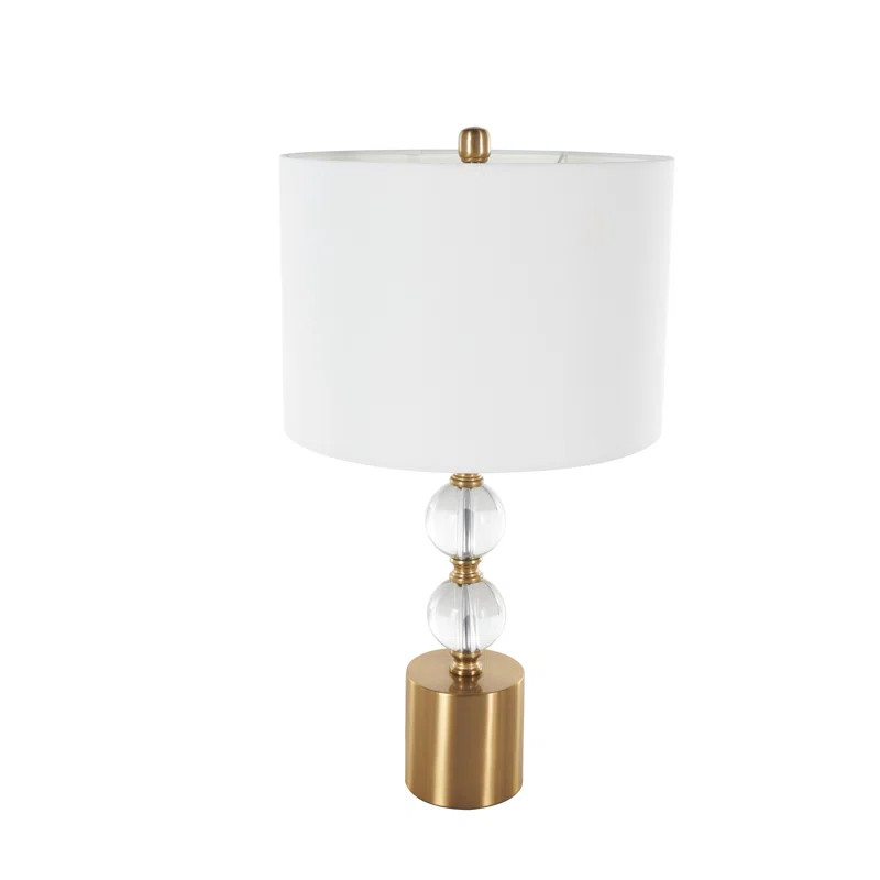 Cole And Grey Crystal Stacked Orbs Room Table Lamp With White Drum Shade And Gold Base | Wayfair North America