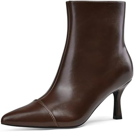 Elisabet Tang Ankle Boots Booties for Women Pointed Toe 3 Inches Heel Dress Comfy with Side Zippe... | Amazon (US)