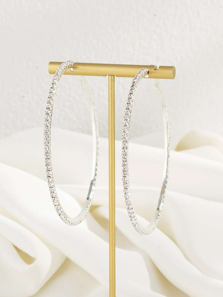 Rhinestone Decor Hoop Earrings | SHEIN
