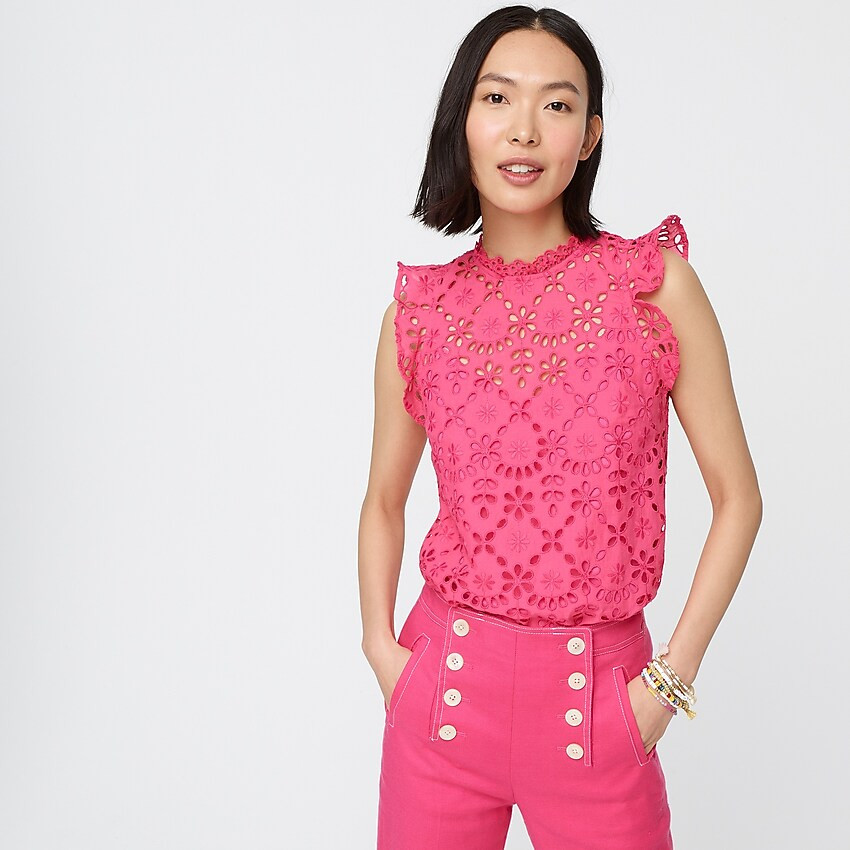 Mockneck top in embroidered eyelet | J. Crew US