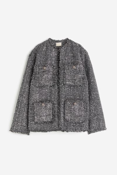 Textured jacket - Grey marl - Ladies | H&M GB | H&M (UK, MY, IN, SG, PH, TW, HK)
