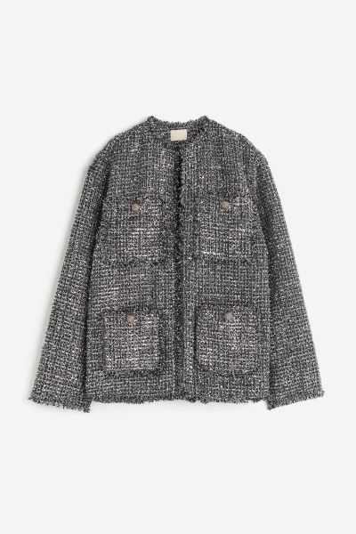 Textured jacket - Grey marl - Ladies | H&M GB | H&M (UK, MY, IN, SG, PH, TW, HK, KR)