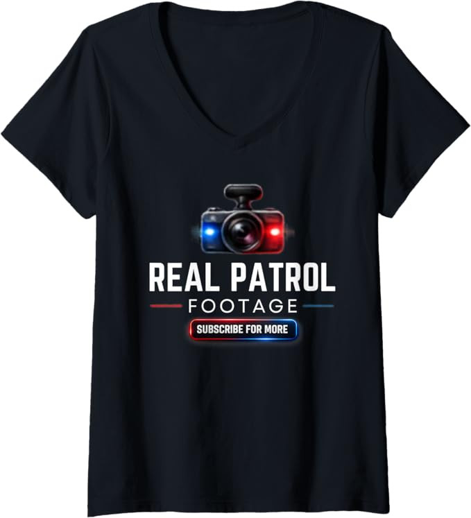 Women's Real Patrol Footage Dash Cam Graphic V-Neck T-Shirt | Amazon (US)