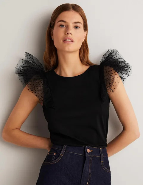 Tulle Shoulder Jersey Top | Boden (UK & IE)