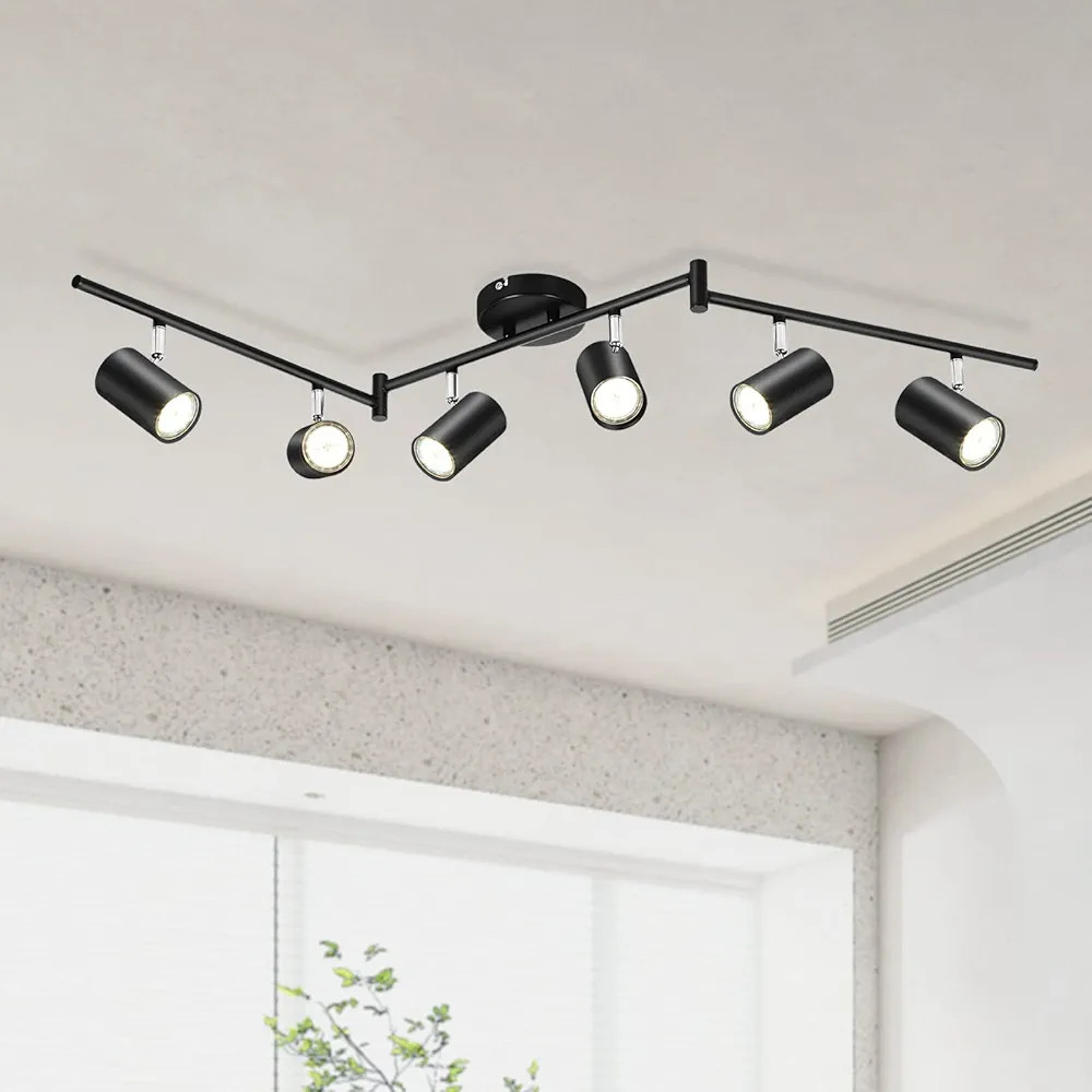 Kimjo 6-Light Black Track Lighting Fixtures for Ceiling, 6 Way LED Track Light Kit with Adjustabl... | Amazon (CA)