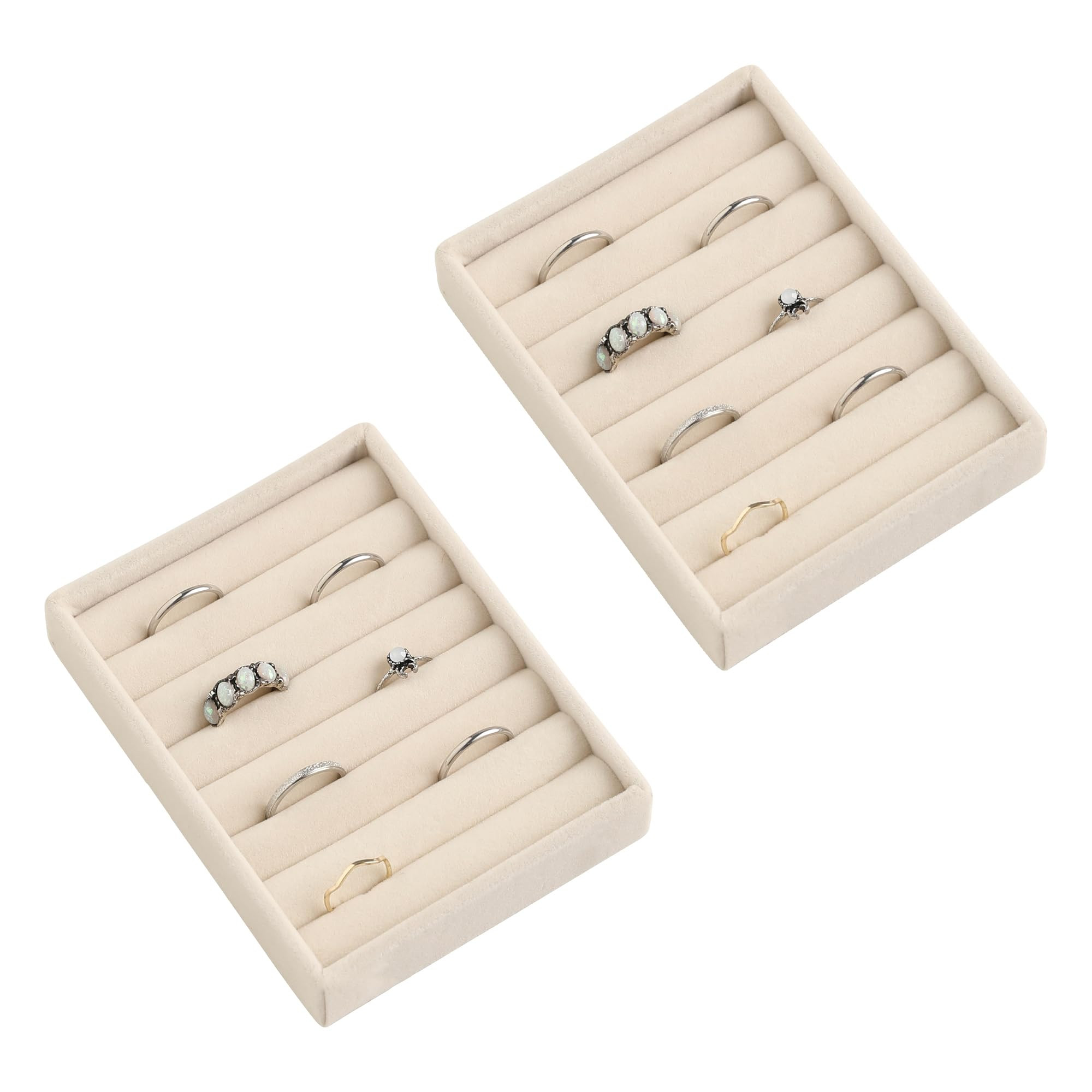 Frebeauty Small Jewelry Tray Set,Velvet Ring Organizer,Stackable Jewelry Organizer Tray,Mini Jewe... | Amazon (US)