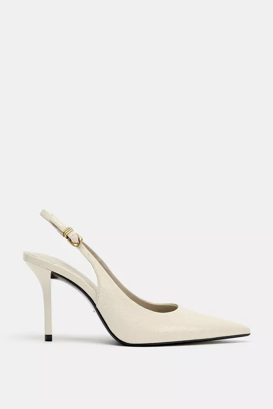 EMBOSSED HEELED SLINGBACK SHOES | Zara UK